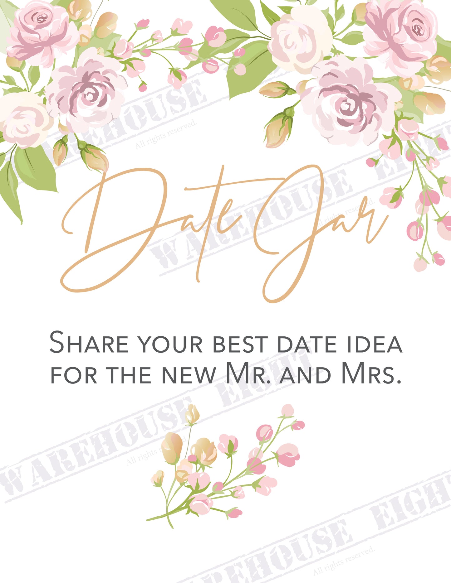 Pink Floral Bridal Shower Sign/Game Bundle - Digital Download