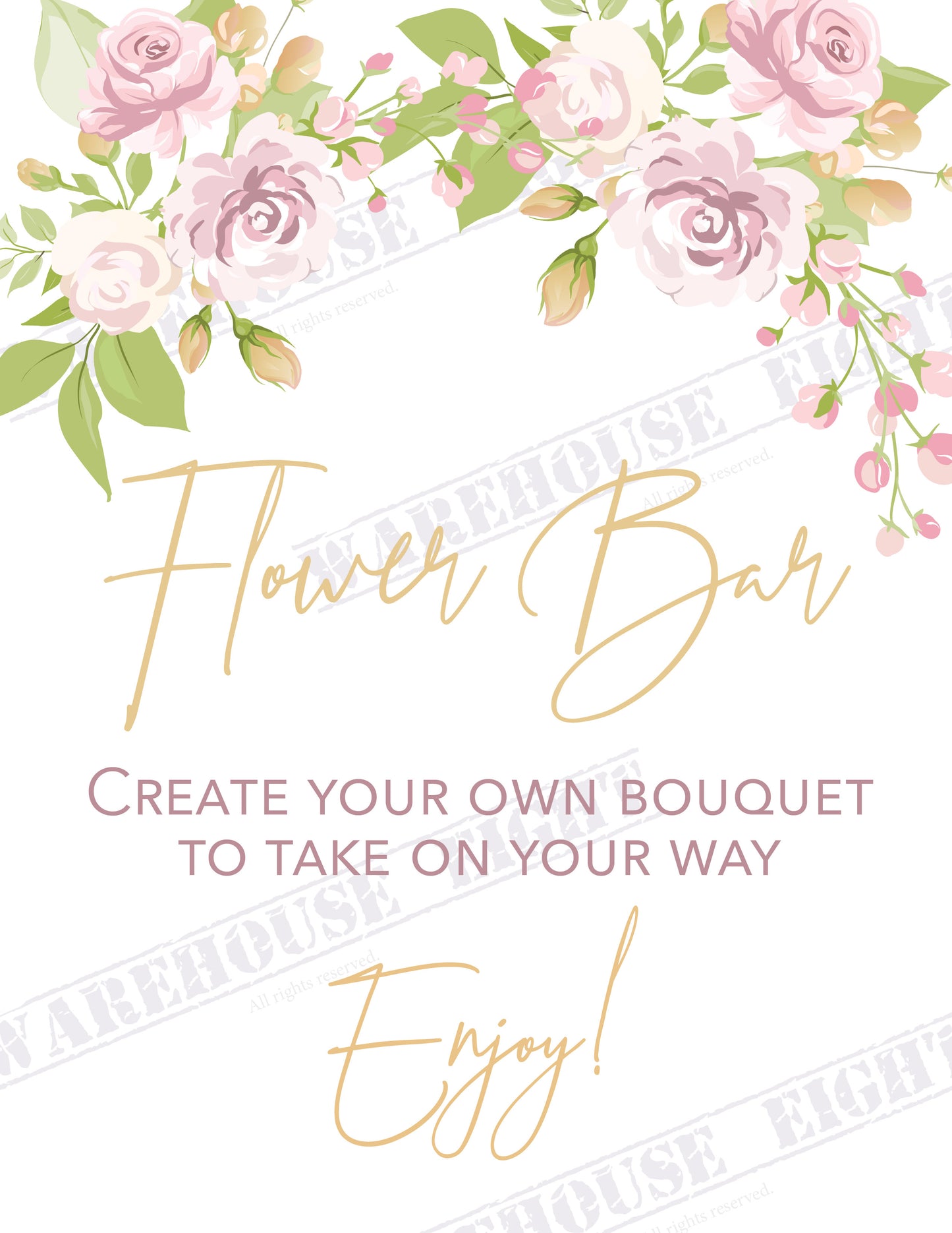 Pink Floral Bridal Shower Sign/Game Bundle - Digital Download