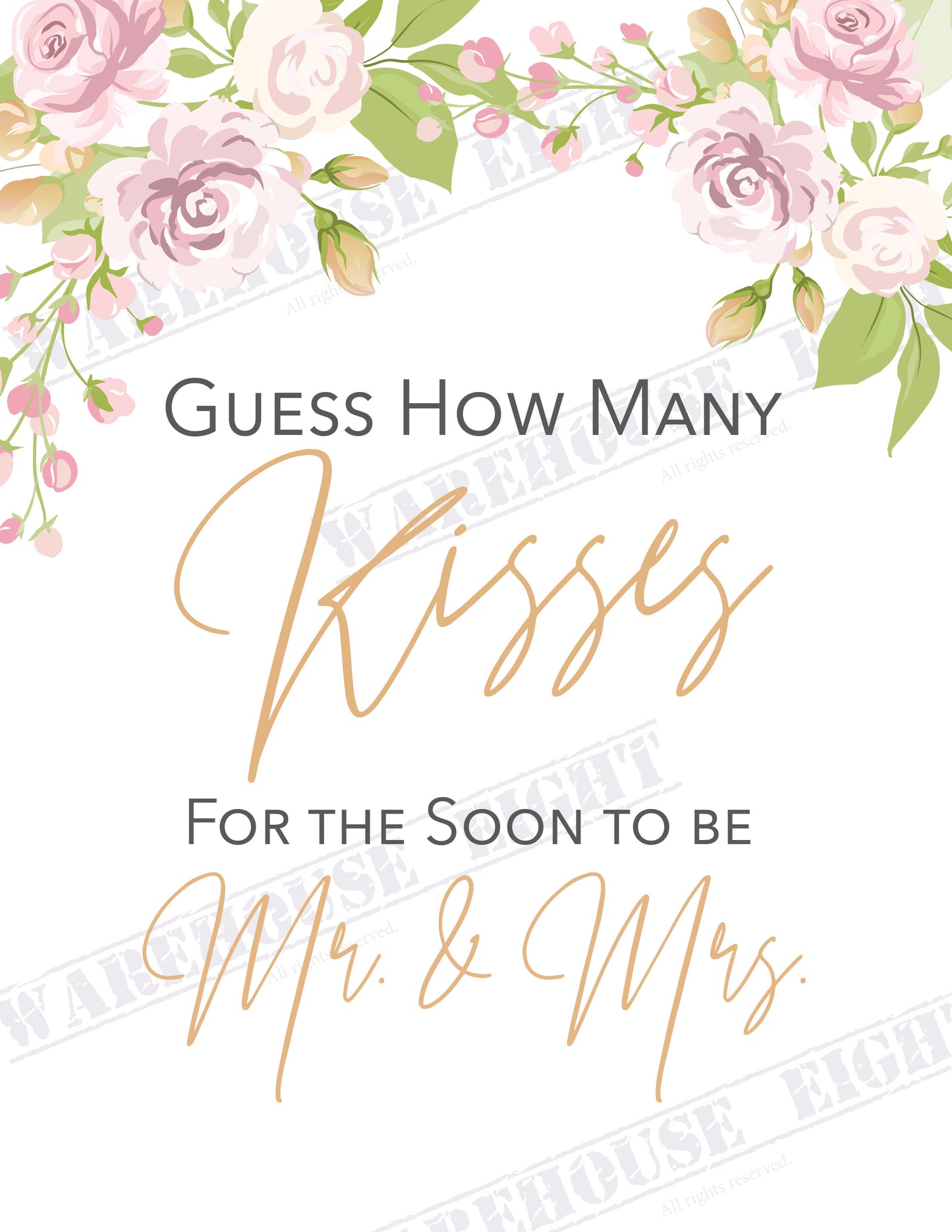 Pink Floral Bridal Shower Sign/Game Bundle - Digital Download