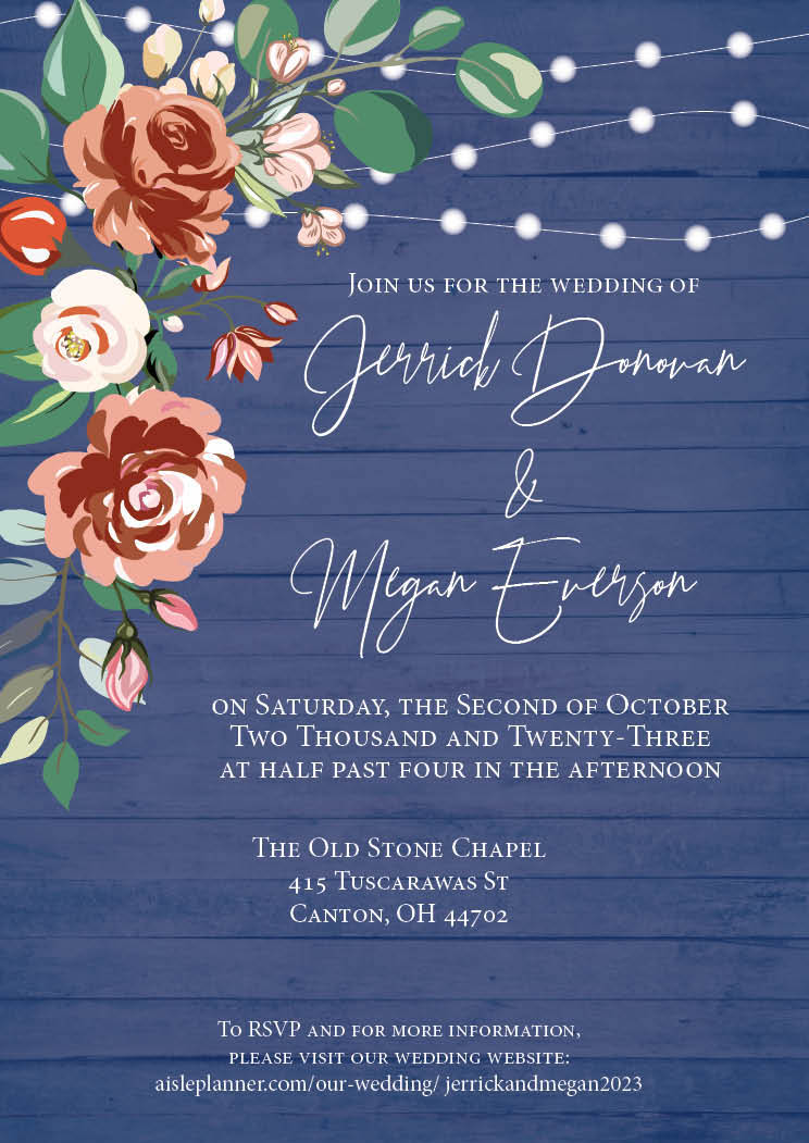 Navy Night Floral Wedding Invitation