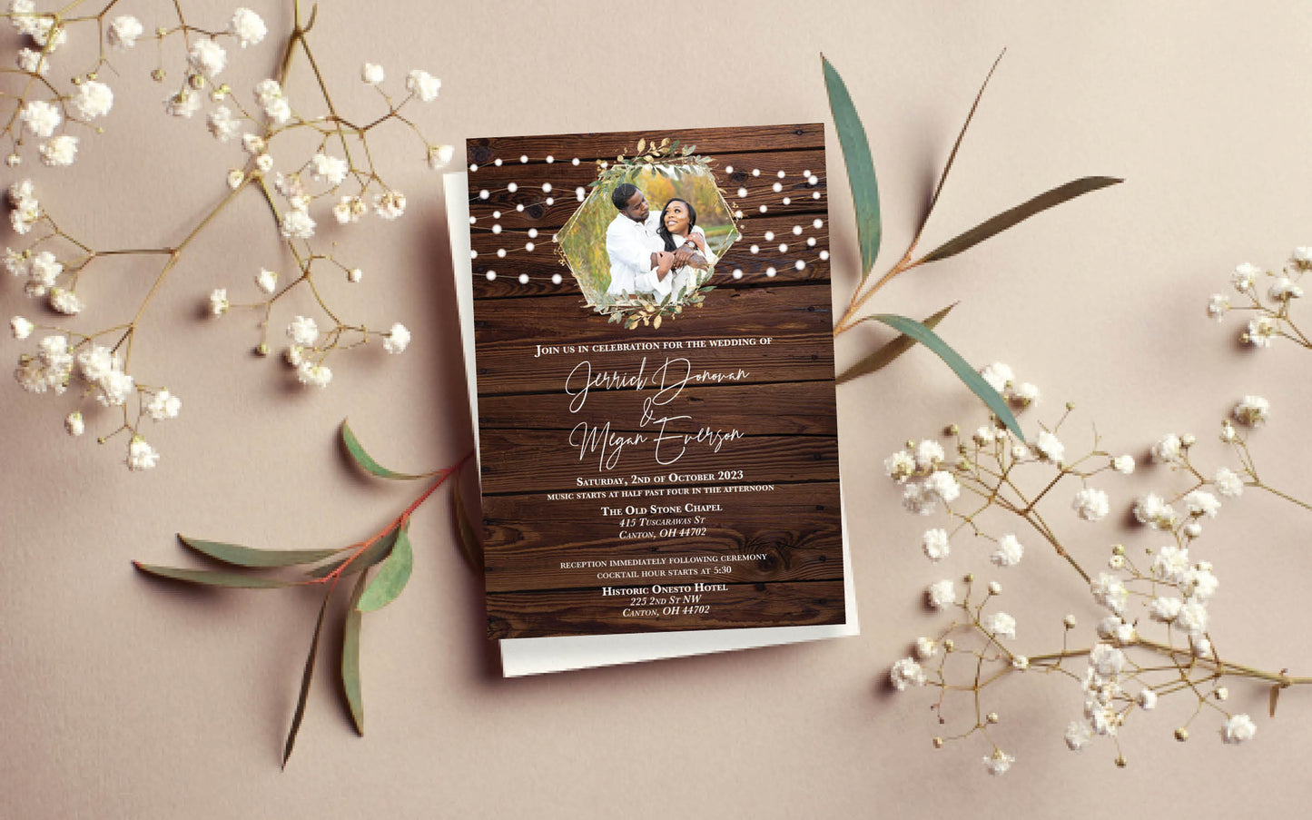 Rustic Lights Wedding Invitations