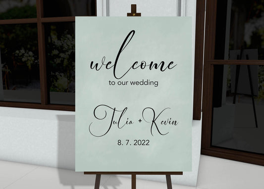 Green Dust - Wedding Welcome Sign - Customizable