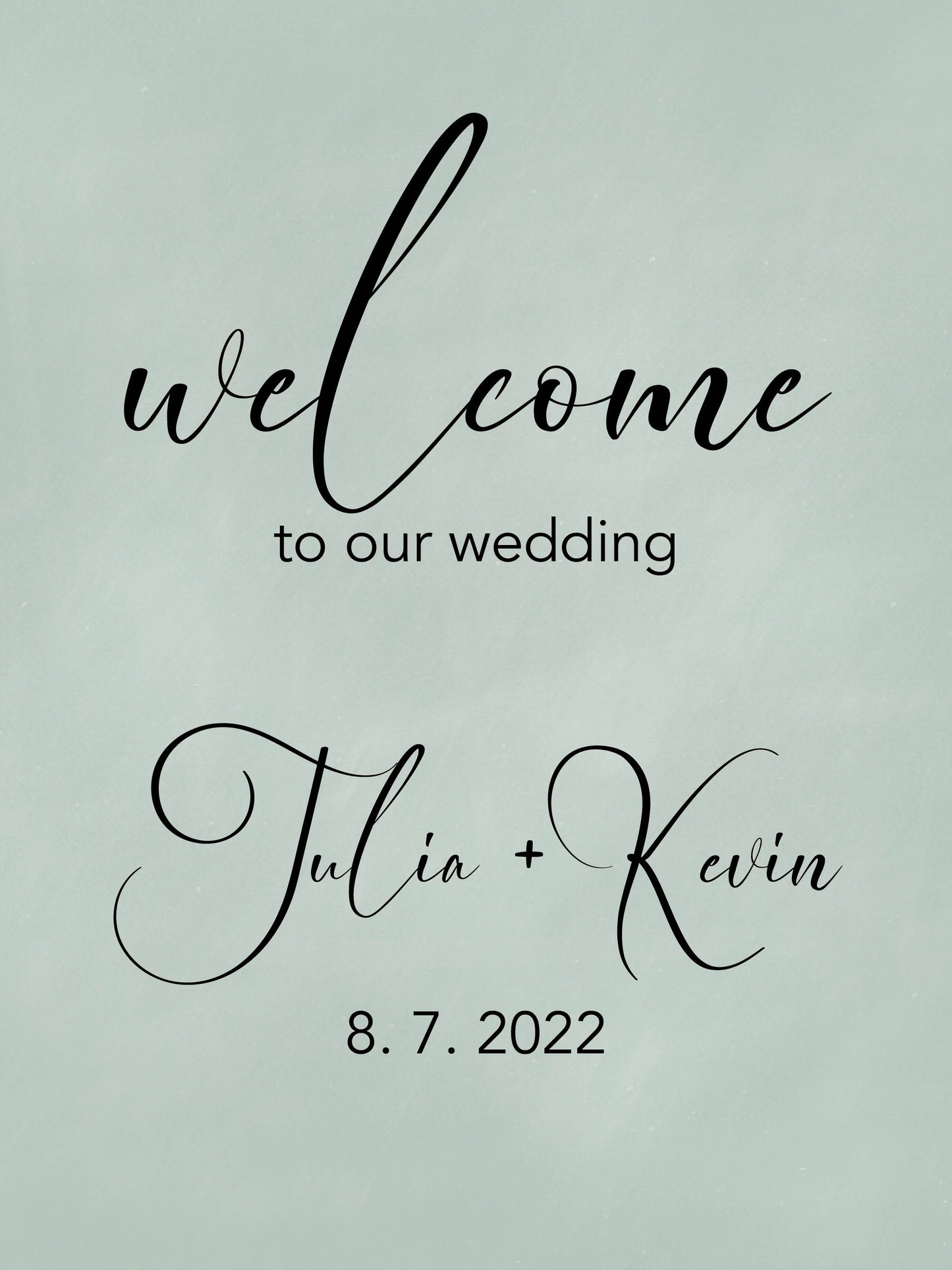 Green Dust - Wedding Welcome Sign - Customizable